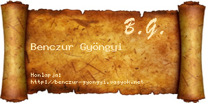Benczur Gyöngyi névjegykártya